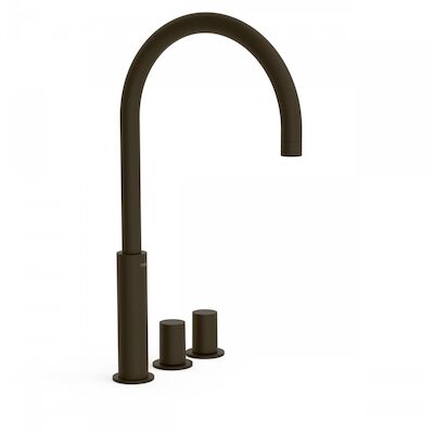 Wastafelmengkraan Tres Study Exclusive Tweeknops Uitloop Gebogen 29,5 cm Zwart Brons
