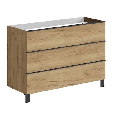 Wastafelonderkast Allibert Santiago Olav 3 Lades Soft Close Eiken Halifax 120x75x46 cm