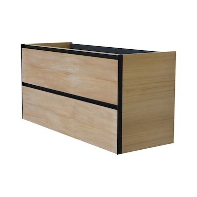 Wastafelonderkast met 2 Laden Wiesbaden Lotus 100×45.2 cm Naturel Eik / Mat Zwart