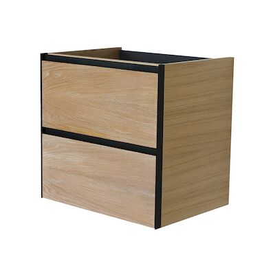 Wastafelonderkast met 2 Laden Wiesbaden Lotus 60×45.2 cm Naturel Eik / Mat Zwart