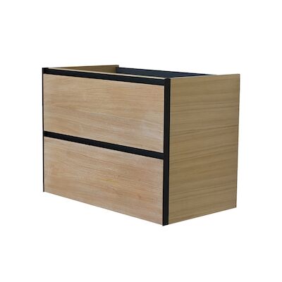 Wastafelonderkast met 2 Laden Wiesbaden Lotus 80×45.2 cm Naturel Eik / Mat Zwart