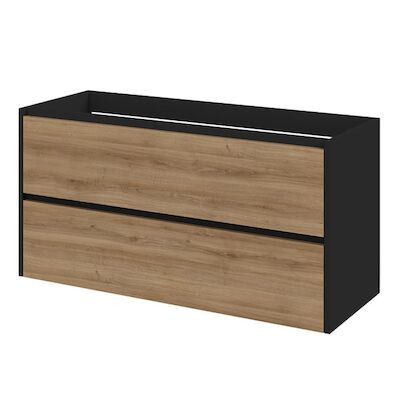 Wastafelonderkast Tiger Reverse Met 2 Lades 120 cm Chalet Eik – Mat Zwart