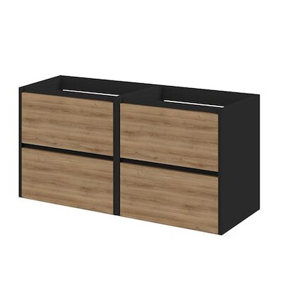 Wastafelonderkast Tiger Reverse Met 4 Lades 120 cm Chalet Eik – Mat Zwart