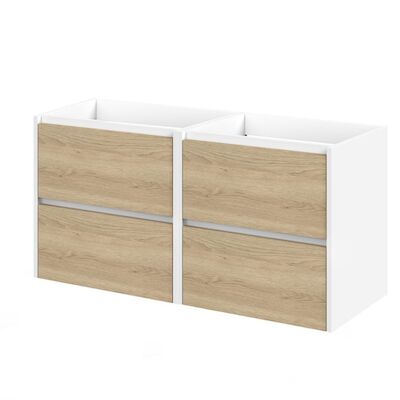 Wastafelonderkast Tiger Reverse Met 4 Lades 120 cm Naturel Eik – Mat Wit