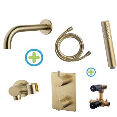 Wiesbaden Badkraan Inbouw Set Caral 01 Geborsteld Messing
