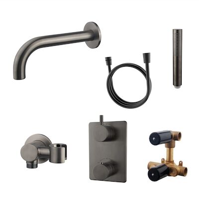 Wiesbaden Badkraan Inbouw Set Caral 01 Gunmetal