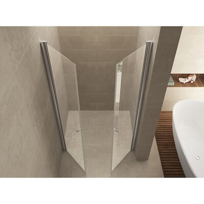 Wiesbaden Douchedeur | 2 Pendeldeuren | 90x200cm | 6mm NANO coating glas | Chroom | Nisdeur