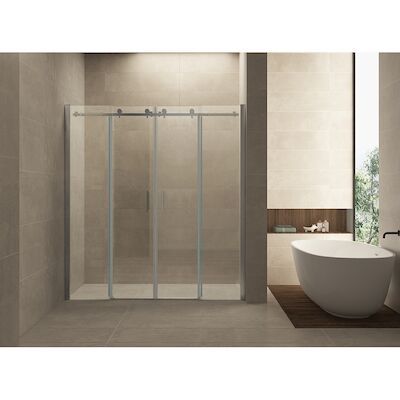 Wiesbaden Douchedeur | Schuifbaar 4-Delig | 180x200cm | 8mm Nano coating glas | Chroom | Nisdeur