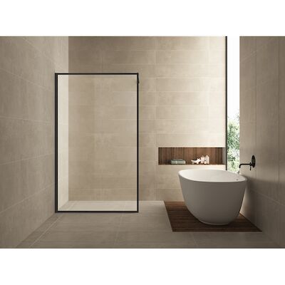 Wiesbaden Douchewand Square 10mm 120x200cm Stabilisatiestang | Nano Coating | Mat Zwart | Inloopdouche