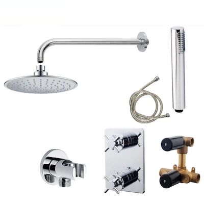 Wiesbaden inbouw regendouche set 02 Cross Chroom