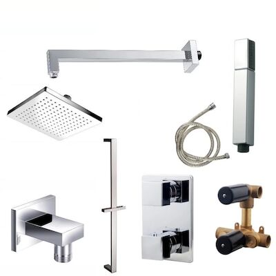 Wiesbaden inbouw regendouche set 04 Rombo Chroom