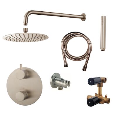 Wiesbaden Inbouw Regendouche Set Caral Rond Muuruitloop RVS PVD Coating