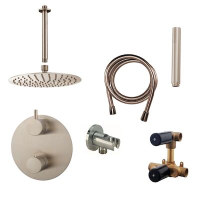 Wiesbaden Inbouw Regendouche Set Caral Rond Plafonduitloop RVS PVD Coating