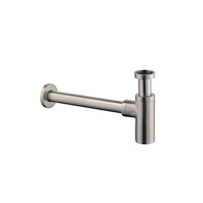 Wiesbaden Luxe bekersifon rond incl muurbuis en rozet. Inox/RVS