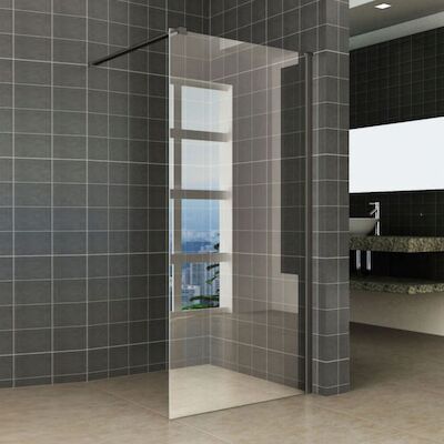 Wiesbaden Safety Glass 2.0 Inloopdouche met Zwart Muurprofiel 900×2000 10mm NANO glas