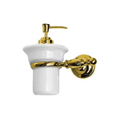 Zeepdispenser Sapho Perla Hangend 15×15 Goud / Wit