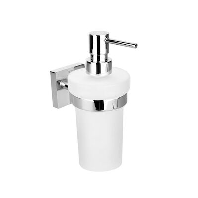 Zeepdispenser Sapho X-Square Hangend 230 ML Chroom / Melkglas