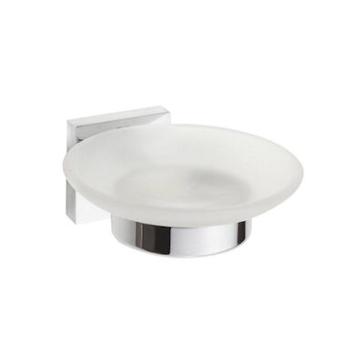 Zeephouder Sapho X-Square Hangend 11×5.5 cm Melkglas / Chroom
