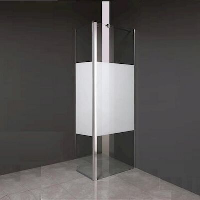 Zijwand Inloopdouche Athena met Draaibaar Hoekpaneel Middenband 45×200 cm 8 mm NANO Glas