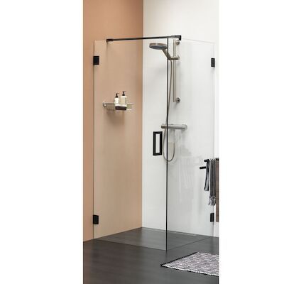 Zijwand Sealskin 'I AM' 90×200 Mat zwart Helder Antikalk (voor comb. met swingdeur)