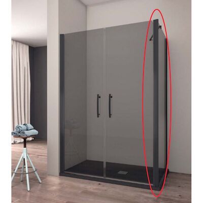 Zijwand voor Douchecabine Lacus Giglio Black 90×190 cm Mat Zwart Profiel